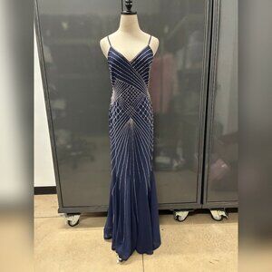 Navy Blue Embellished Maxi Dress